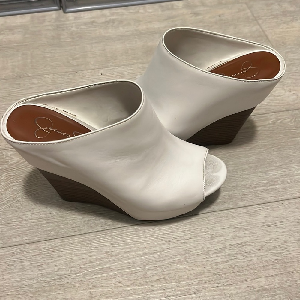 Jessica Simpson Backless Peep Toe Wedges
